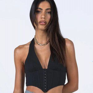 Princess Polly Dreaming Top Black Corset Halter Top Size 4